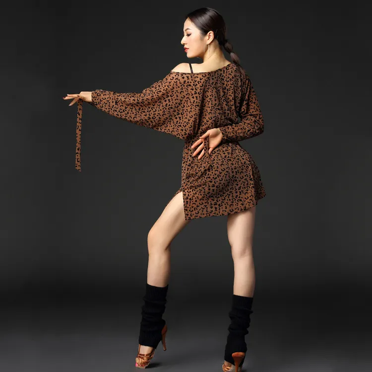 皇朝拉丁舞裙女成人新款专业豹纹舞裙拉丁舞连衣裙练功服A3208