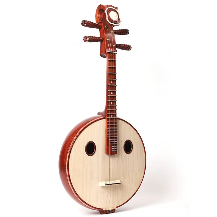 中阮乐器 非洲红花梨木纯手工中阮 原木色尼龙品花开富贵头饰