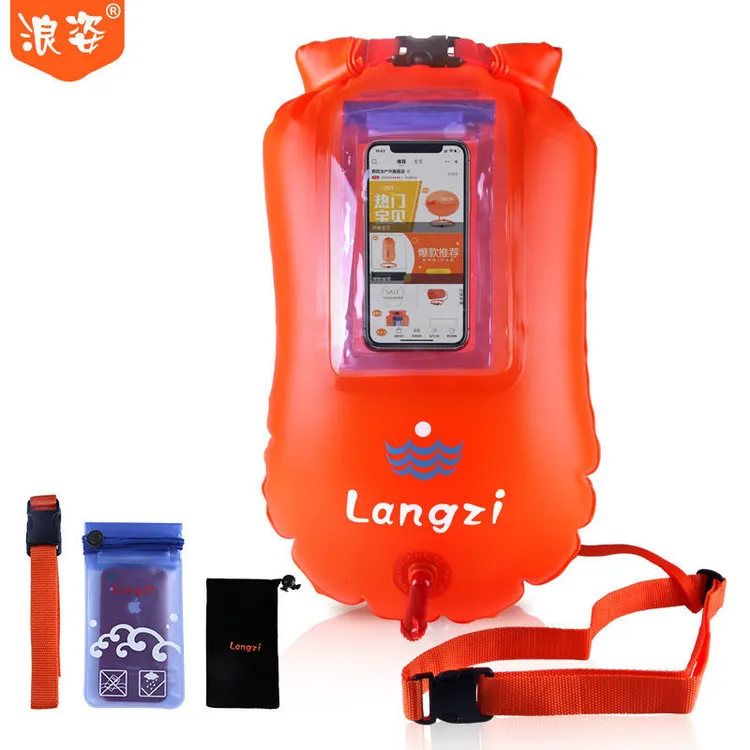 浪姿跟屁虫加厚PVC游泳浮漂双气囊透明装手机专用防水包户外运动