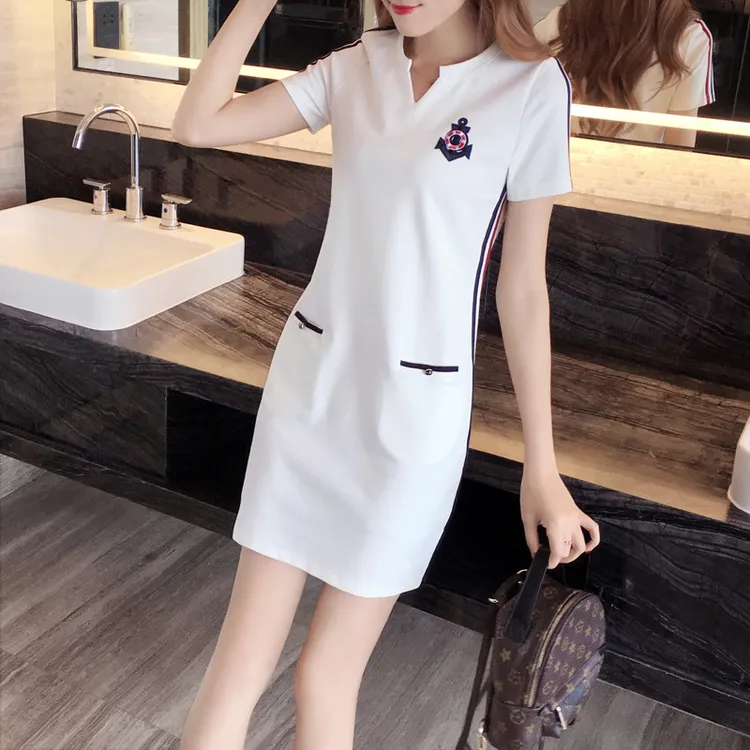 2024春夏新款大码连衣裙减龄宽松遮肚休闲运动裙1068