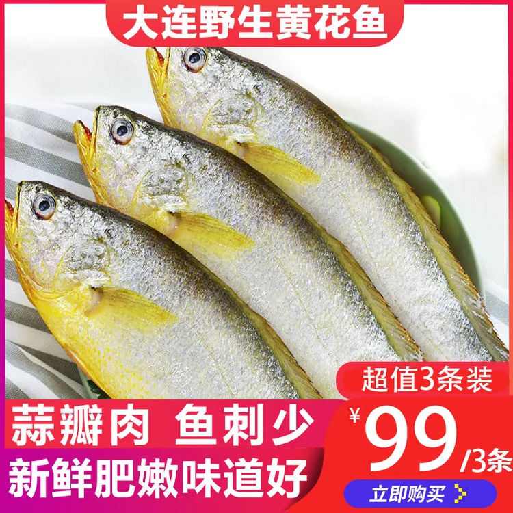 大连发货深海大黄花鱼400～500克一条蒜瓣肉真新鲜3条装包邮顺丰