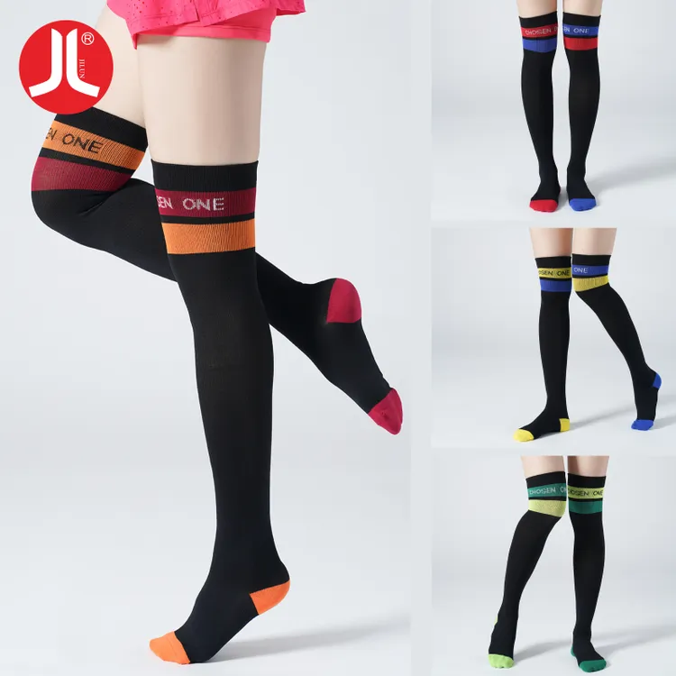 积仑运动压缩袜跑步袜训练健身跳绳袜高筒压力袜鸳鸯袜室内运动袜