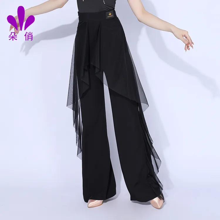 朵俏摩登舞裤新款演出服拉丁舞服练功服女成人三步踩舞蹈裤夏季款