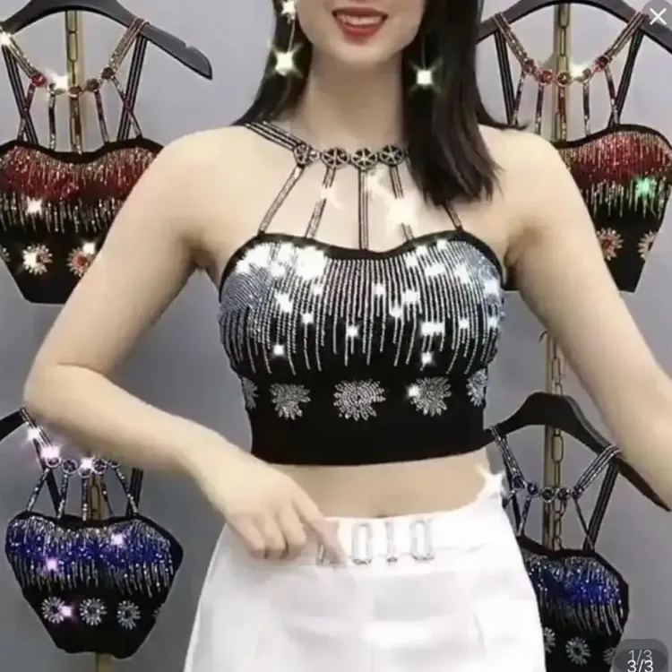 2022网红爆款洋气时尚吊带美背背心女短款838