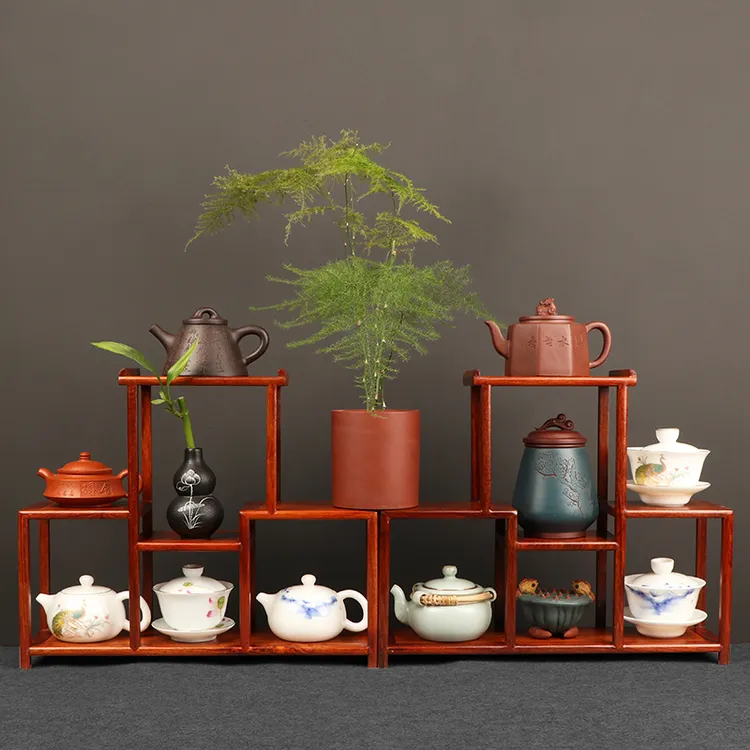 小型博古架实木架子桌面置物架中式客厅摆件架子茶杯紫砂壶展示架