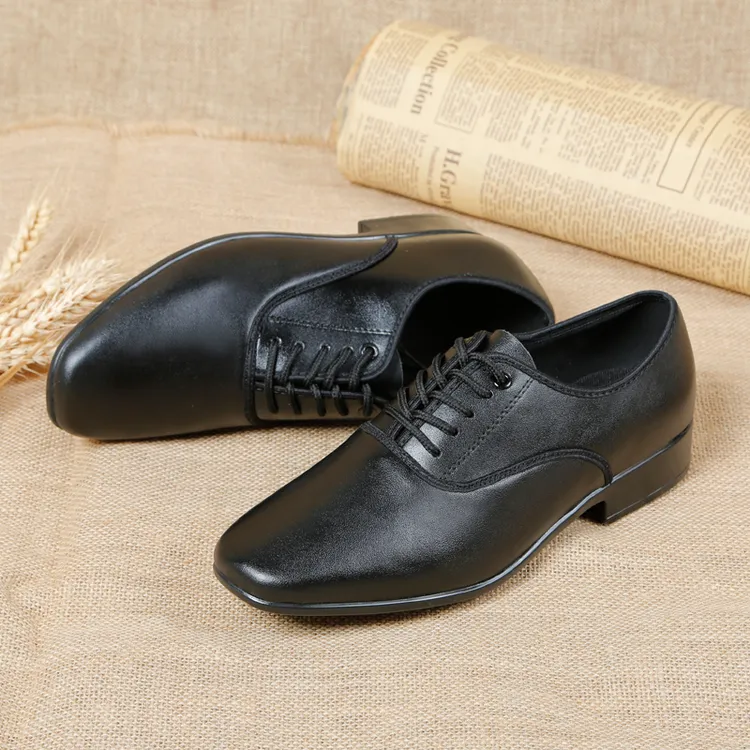 新款广场牛皮双人舞交谊男式拉丁跳舞真皮软底成人摩登男士舞鞋