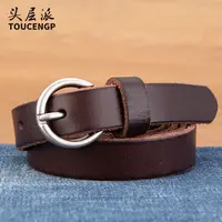 软真皮女柔软百搭圆扣腰带牛仔裤时尚针扣头层纯牛皮简约复古潮流