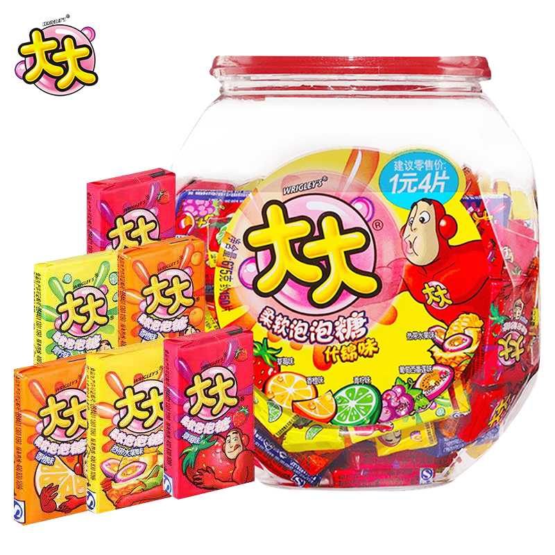 大大泡泡糖什锦味675g1桶装150片口香糖大大卷切切乐儿童【fm】