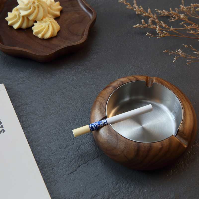 自然之风北美黑胡桃木烟灰缸黑胡桃整木