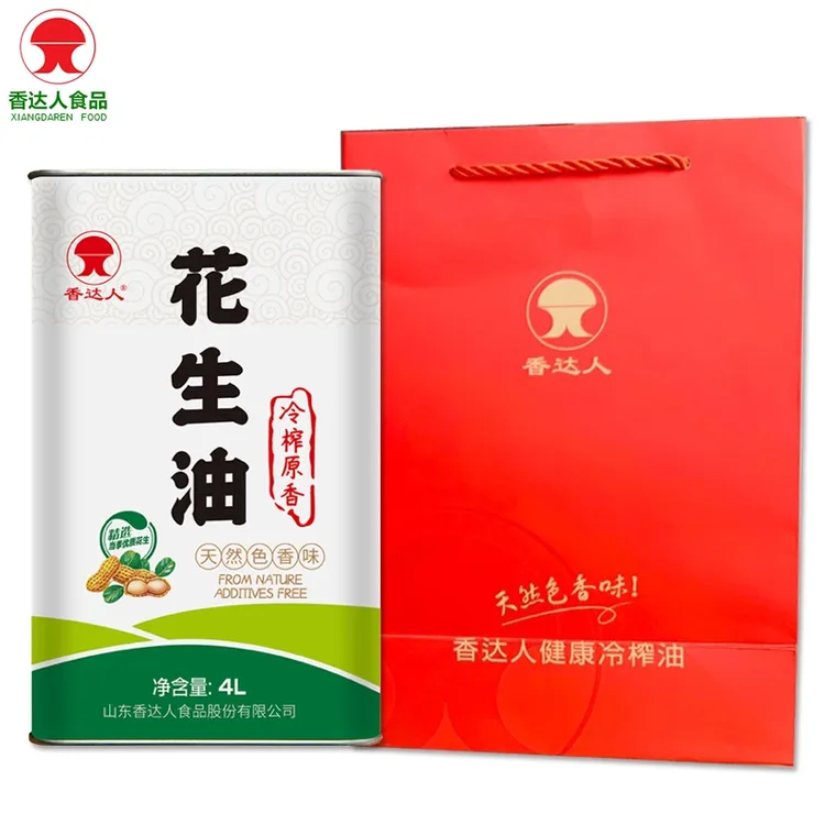 香达人冷榨花生油4L马口铁罐装