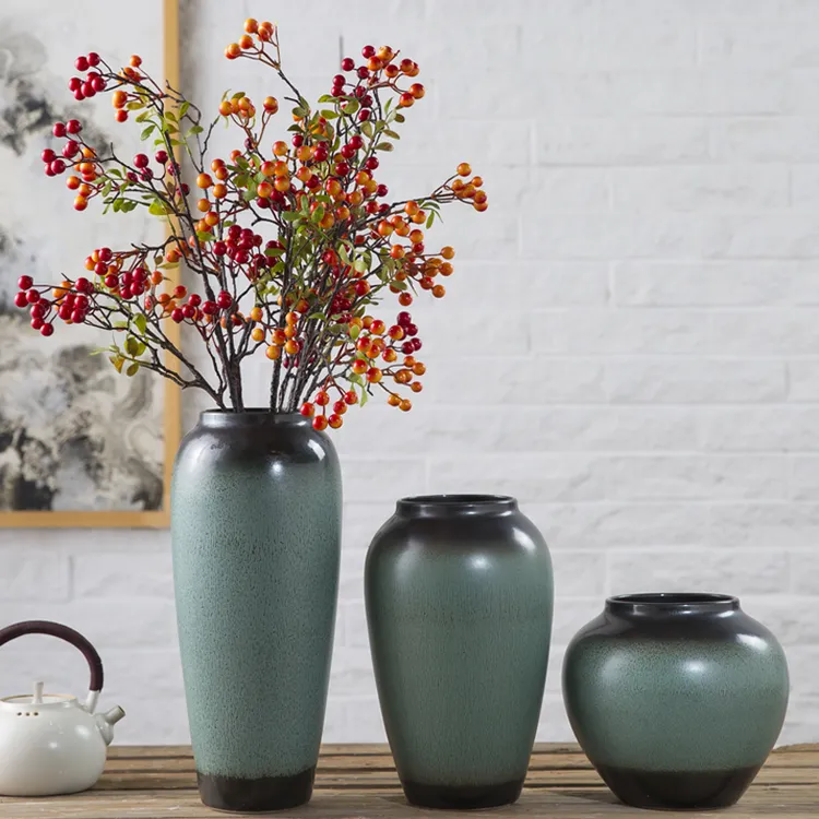 景德镇陶瓷罐中美式复古插干花水养花瓶客厅装饰电视柜轻奢摆件盆