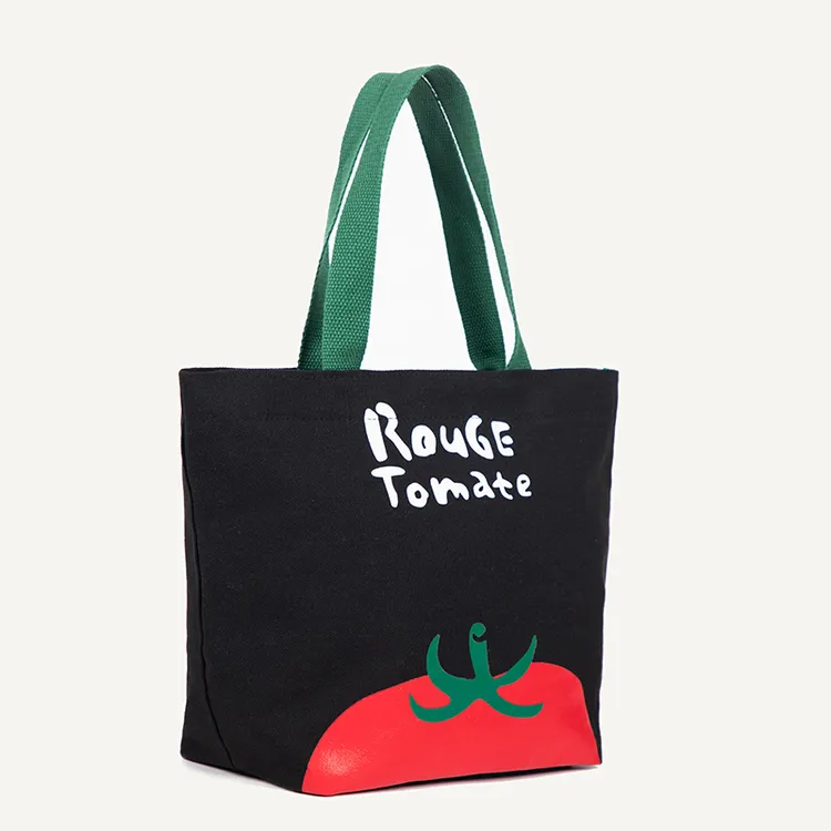 番茄上班族带饭手提饭盒袋日式简约外出大时尚学生手拎帆布便当包