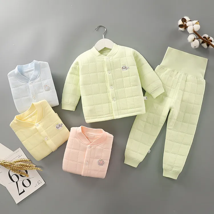 LECAITU/乐彩兔宝宝三层保暖高腰套装婴儿秋冬加厚加棉儿童套装商品图