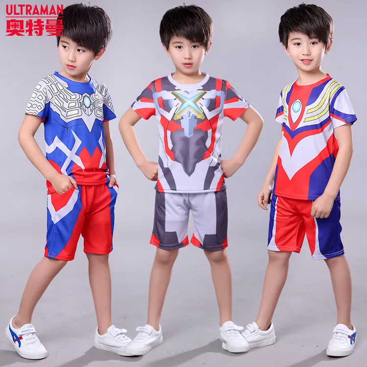 正版奥特曼套装夏季运动短袖速干中小童儿童男童夏装套装幼儿园潮