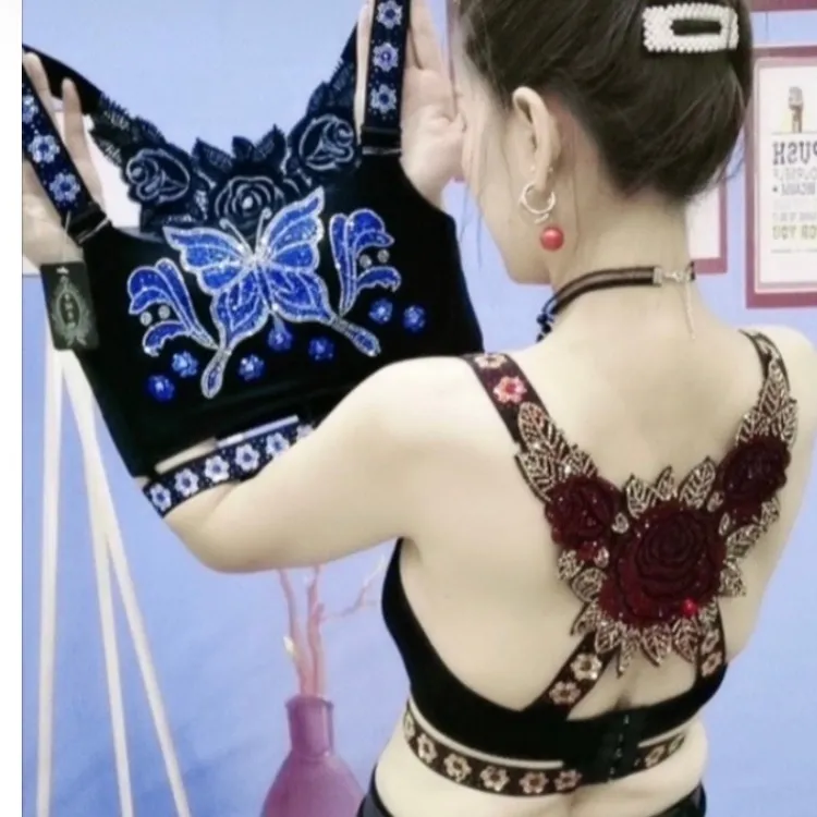 9814前蝴蝶后玫瑰防走光抹胸美背