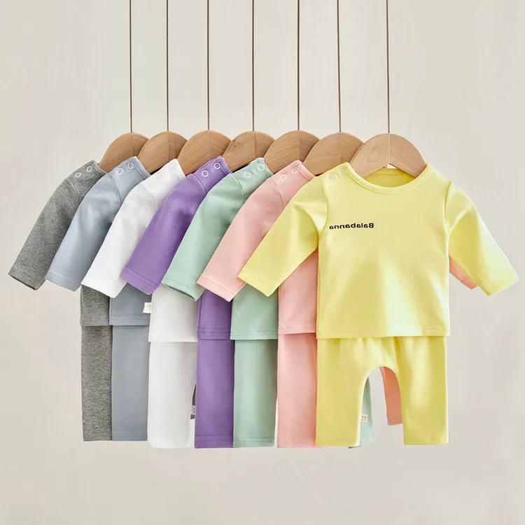 婴幼儿高腰护肚新生儿春装秋套装男女宝宝打底秋衣睡衣婴儿服