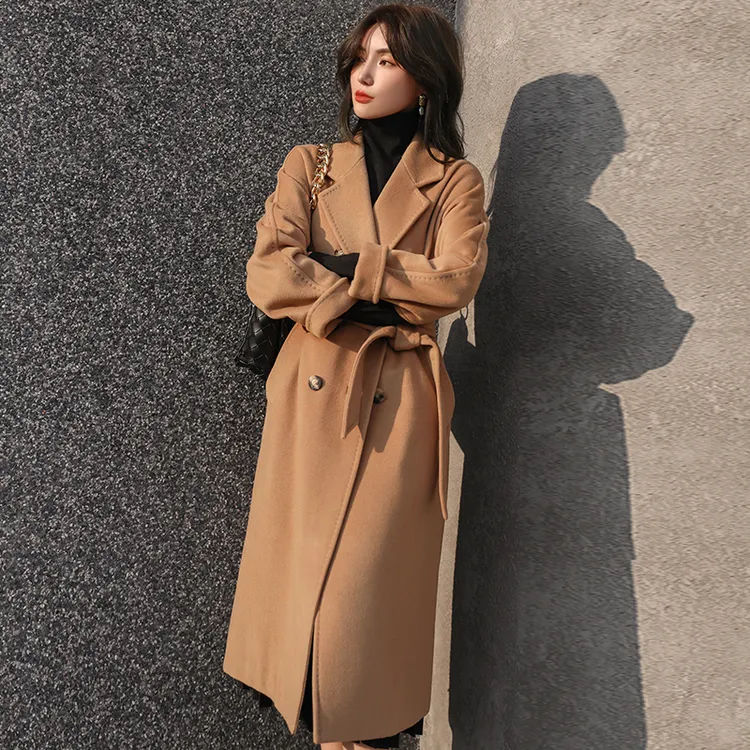 悦戎101801高端带里衬加厚10山羊绒大衣女中长款宽松羊毛呢外套