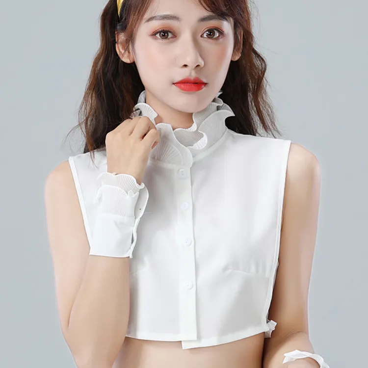 衬衣领配饰雪纺褶皱木耳边衬衫假领子女百搭专用假领春夏季配毛衣