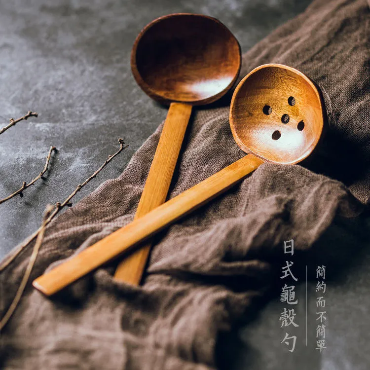 日式原木长柄勺子汤勺创意拉面勺大汤勺火锅漏勺家用厨房好物推荐