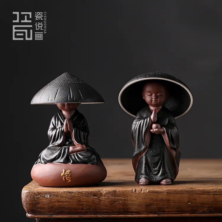 创意小和尚茶漏茶叶过滤网茶宠摆件家用功夫茶具茶桌禅意斗笠茶滤