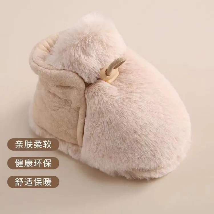 0-1岁宝宝冬季加绒毛毛鞋婴幼儿软底步前鞋新生儿保暖毛毛学步鞋