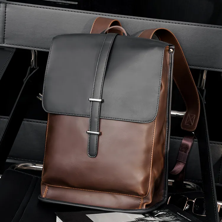 升级版复古双肩包 旅行包17寸电脑包简约男士双肩包潮流韩版潮包