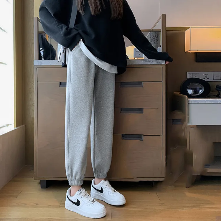 运动裤女宽松百搭束脚春秋季哈伦裤显瘦冬季高腰加绒休闲卫裤子女