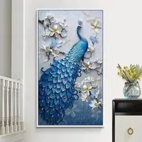 浮雕孔雀 54色满绣 蒙娜丽莎十字绣  简约现代绣花