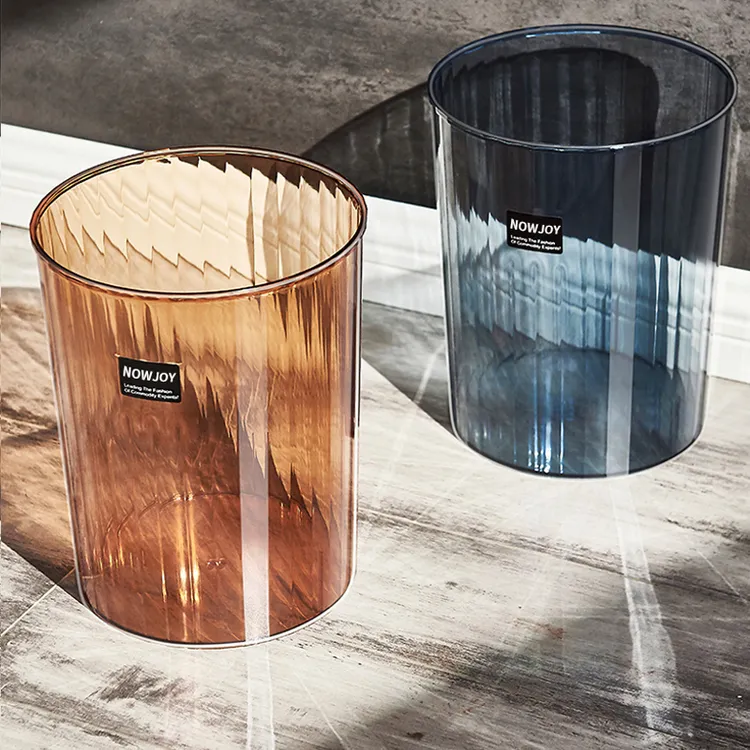 透明垃圾桶ins风家用大号无盖圆口创意纸篓卧室客厅轻奢加厚收