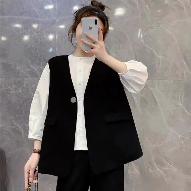西装马甲女2025春秋季新款韩版外搭时尚黑色西服马夹背心外套百搭