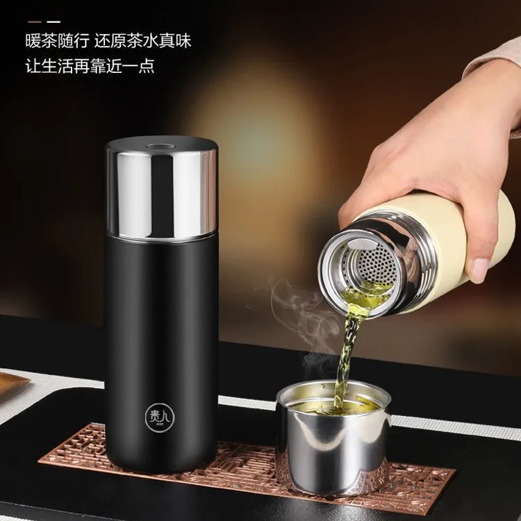 贵人高档全钢保温杯316钢茶水分离车载水杯男女士泡茶杯子随身杯