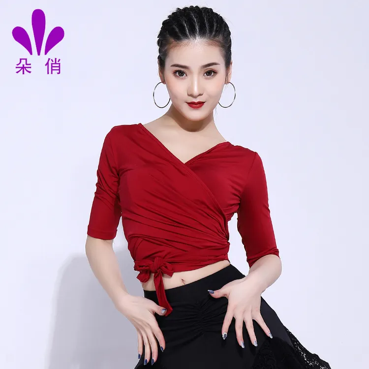 朵俏拉丁舞练功服女成人秋季新款舞蹈服装上衣专业跳舞衣服摩登舞