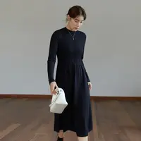 独束大码黑色针织连衣裙女显瘦简约气质百搭打底裙21DY4365/4311