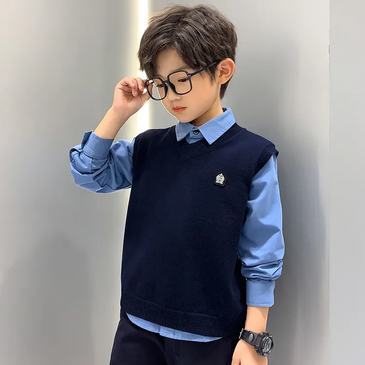 中班仔男童针织马甲2025秋季新款男孩毛衣背心洋气春秋上衣*33596