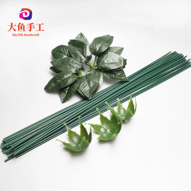 仿真玫瑰叶花托丝网花丝带玫瑰花材料六叶片