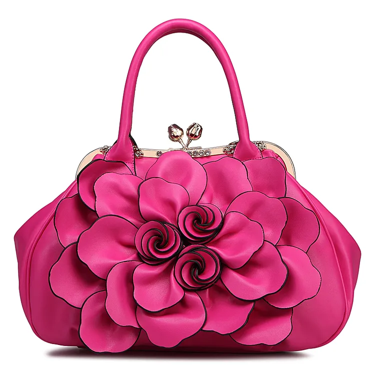 翘朵中国风女士手提包2025新款百搭包包女时尚甜美淑女花朵斜挎包