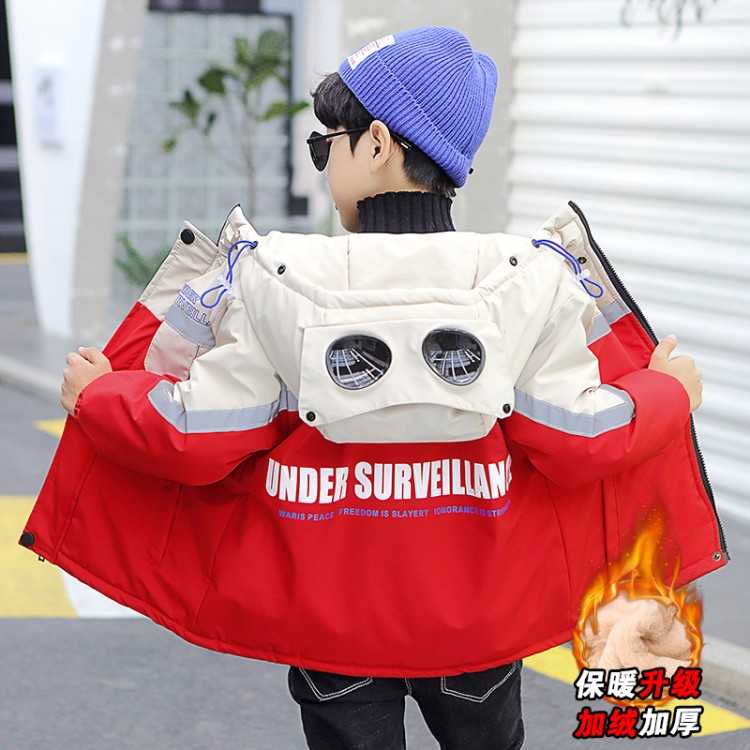 男童洋气外套加厚秋冬款中大童帅气男孩棒球服夹克外套棉服2022新