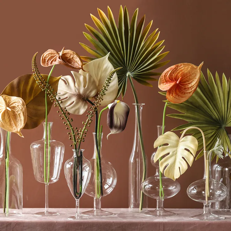 INS风PU仿真红掌白掌灰掌绿掌橘掌高品客厅酒店前台手感花艺饰品