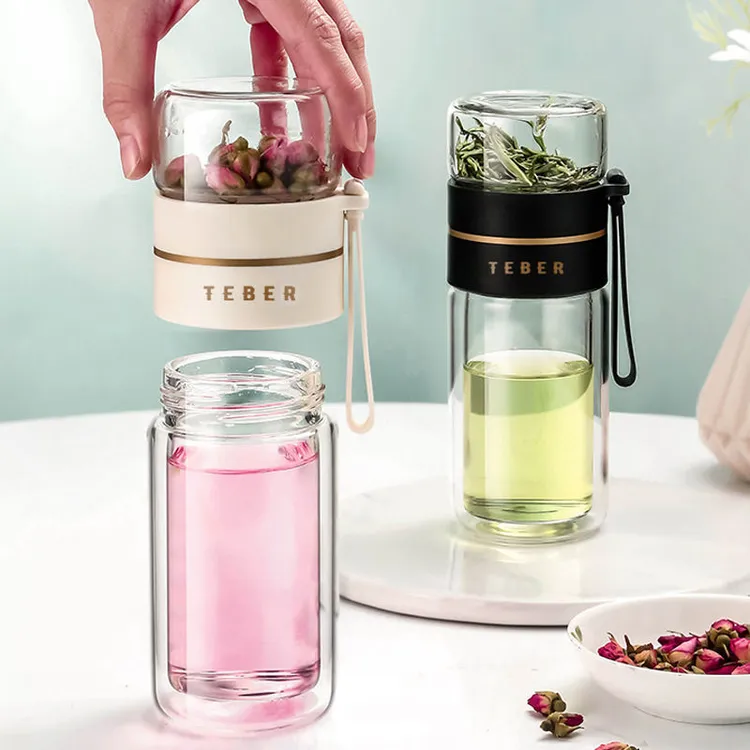 泡茶大师高硼硅耐热双层玻璃茶水分离杯
