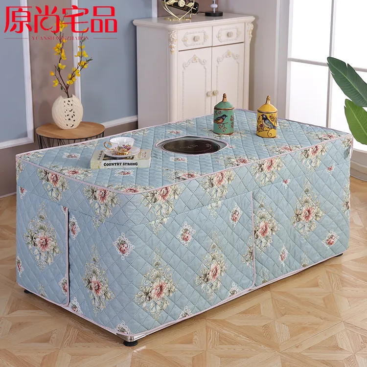 新款加厚烤火罩电炉罩长方形开洞电炉套子茶几套取暖桌罩子烤火被