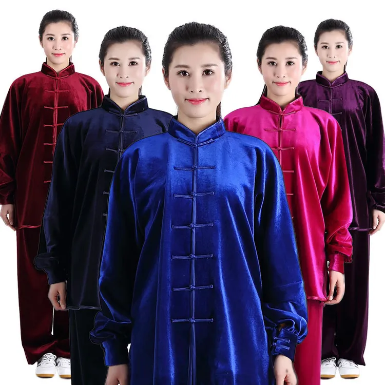 冬款保暖太极服双层加绒加厚南韩绒金丝绒太极拳武术健身晨练服装