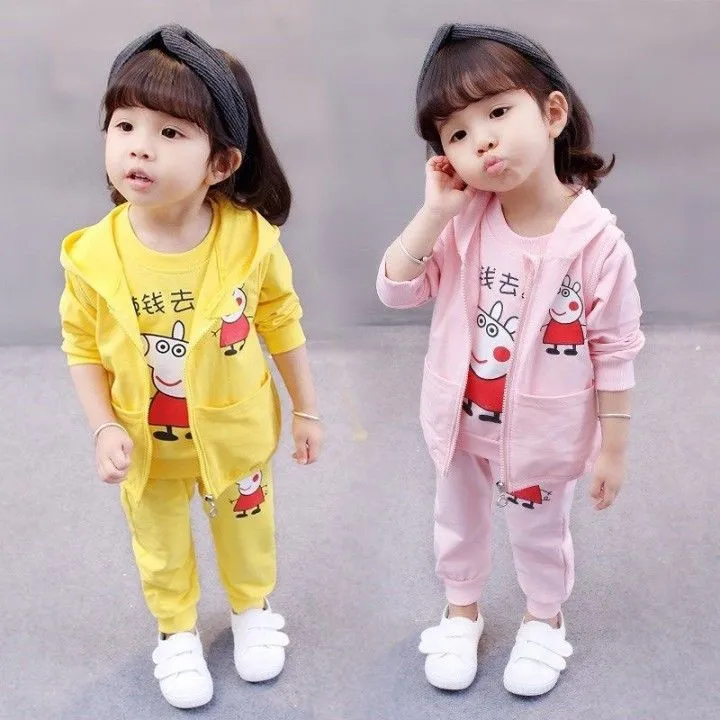 女童春装套装纯棉小童春款婴幼儿童女孩春秋岁宝宝秋季三件套休闲