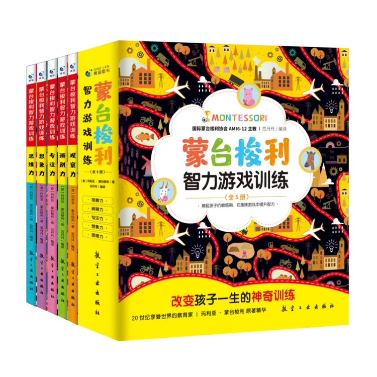 大J小D 推荐蒙台梭利智力游戏训练全5册0-6岁幼儿启蒙专注力训练