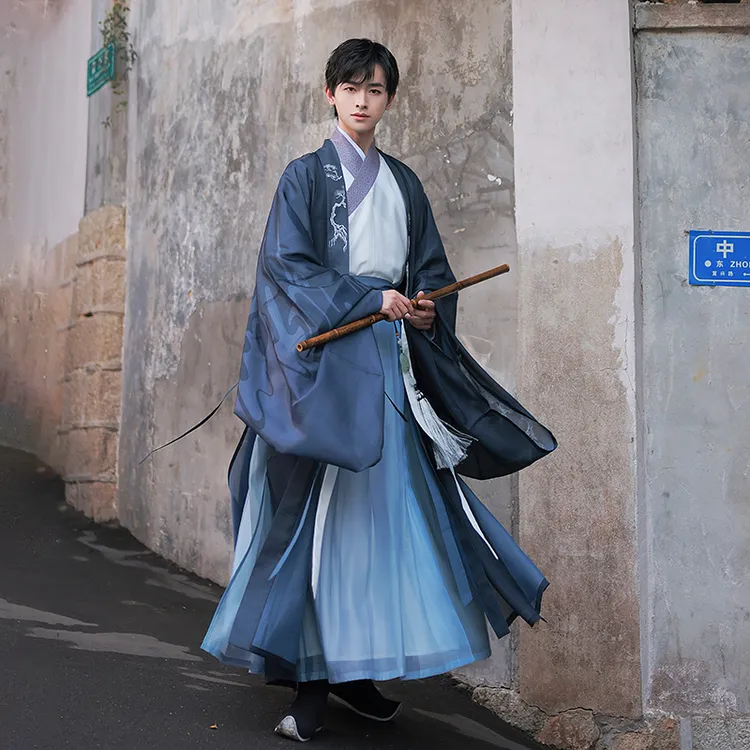 重回汉唐  雷令  日常汉服男直领大襟短衫裙原创设计中国风春季款