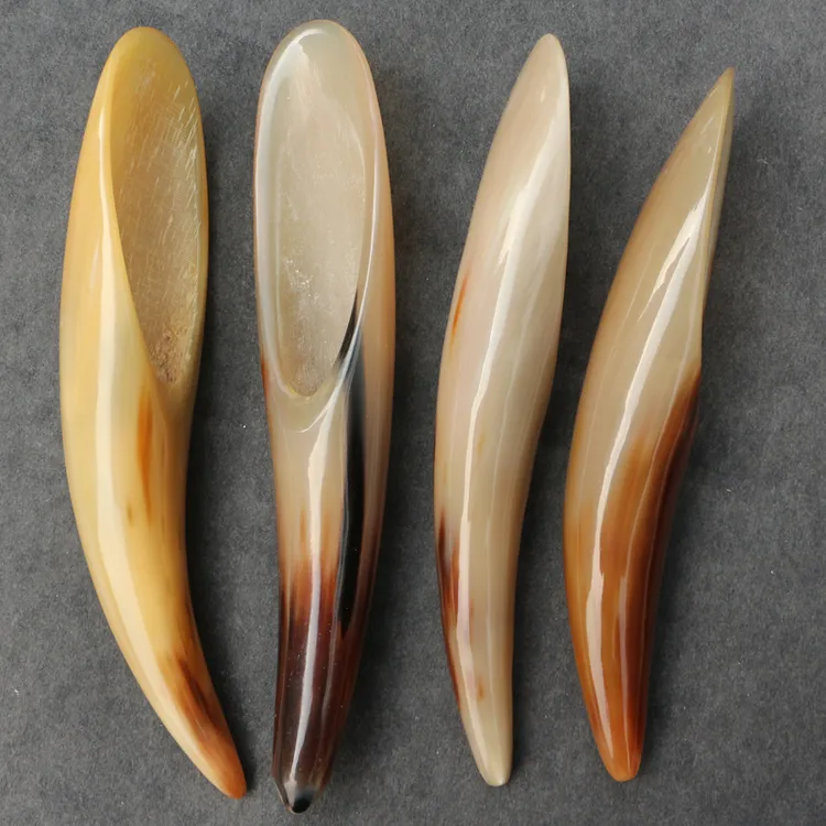 1根装牛角拨经刮筒刮板开背足底按摩茶勺全身通用刮板长17~26CM