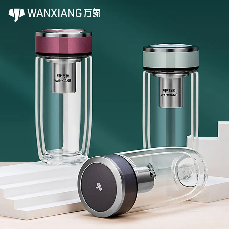 万象高颜值鹅蛋杯双层玻璃杯商务办公车载便携水杯高档泡茶杯女士