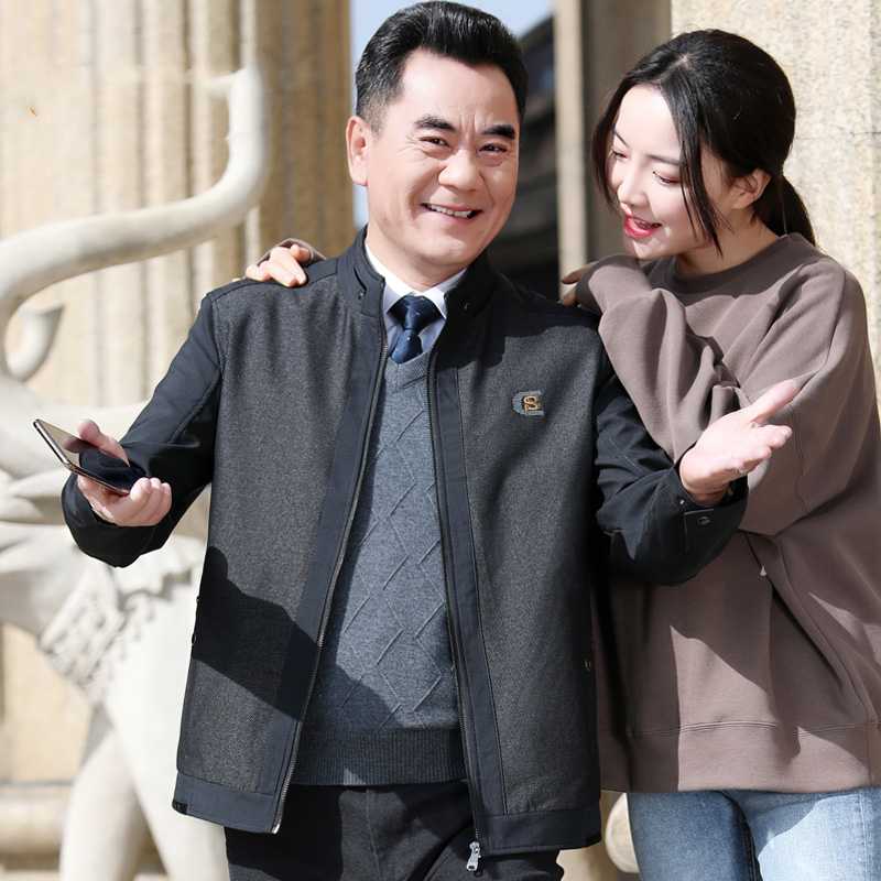 中老年人爸爸春装外套休闲40-50岁男士薄款夹克上衣爷爷装高品质
