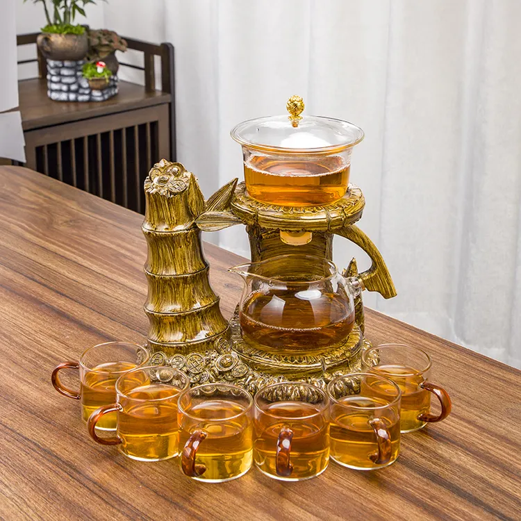 高档家用防烫功夫懒人茶具套装半自动出水透明玻璃磁吸泡茶神器