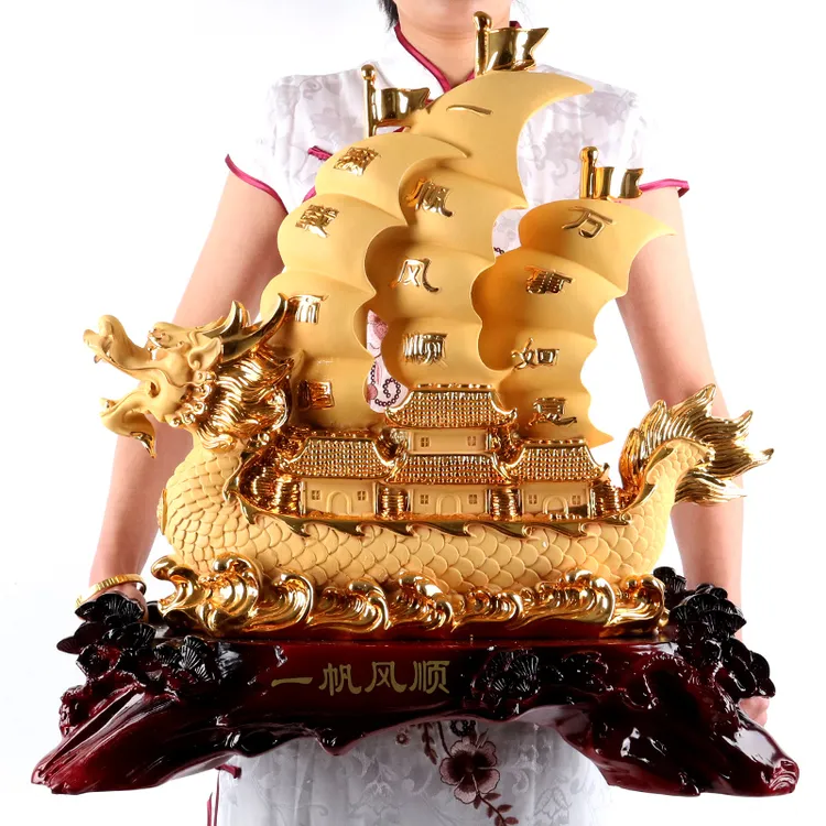 铁圈礼业一帆风顺树脂摆件帆船工艺品办公室公司装饰乔迁开业礼品
