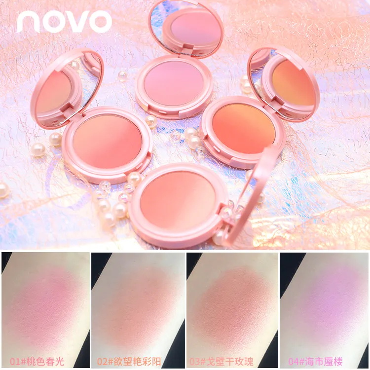novo甜蜜粉嫩渐变腮红修容高光盘哑光胭脂彩妆持久提亮肤色裸妆